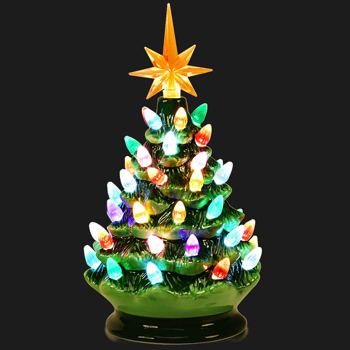 Colored lights Ceramic Christmas Tree-Handcrafted and Hand Painted-EchoDecor