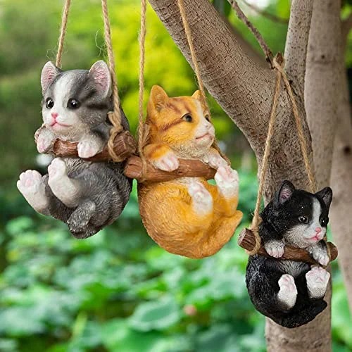 🔥Hot Sale 50 OFF😻Cute Outdoor Swing Small Cat Garden Sculpture-EchoDecor