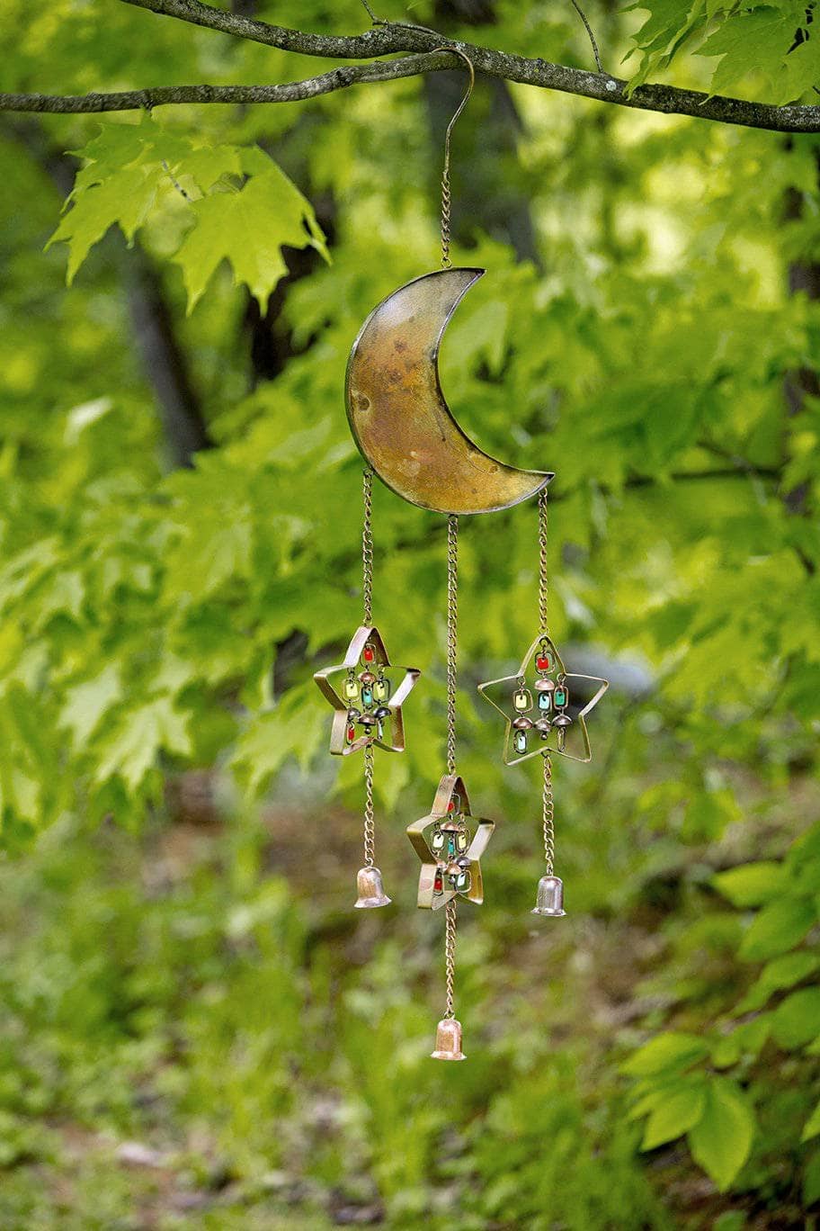 Moon and Stars w/Dangles Wind Chime-EchoDecor