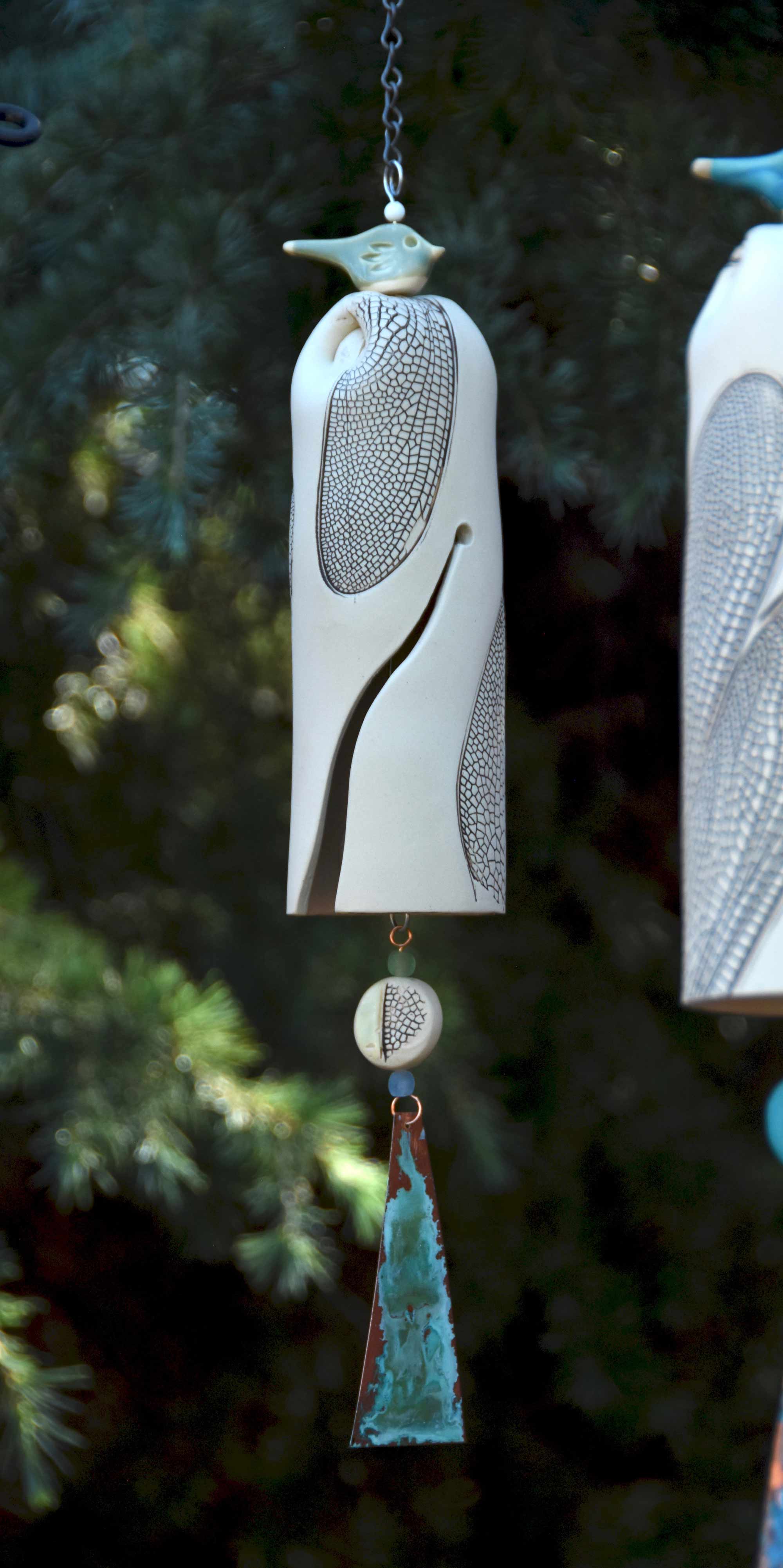 Large White Dragonfly Wind Chimes-EchoDecor