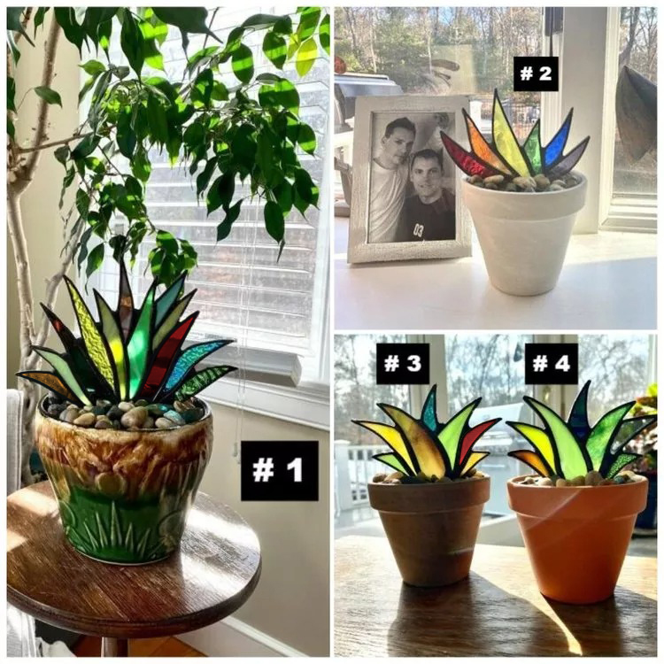 SUNCATCHER STAINED AGAVE PLANTE-EchoDecor