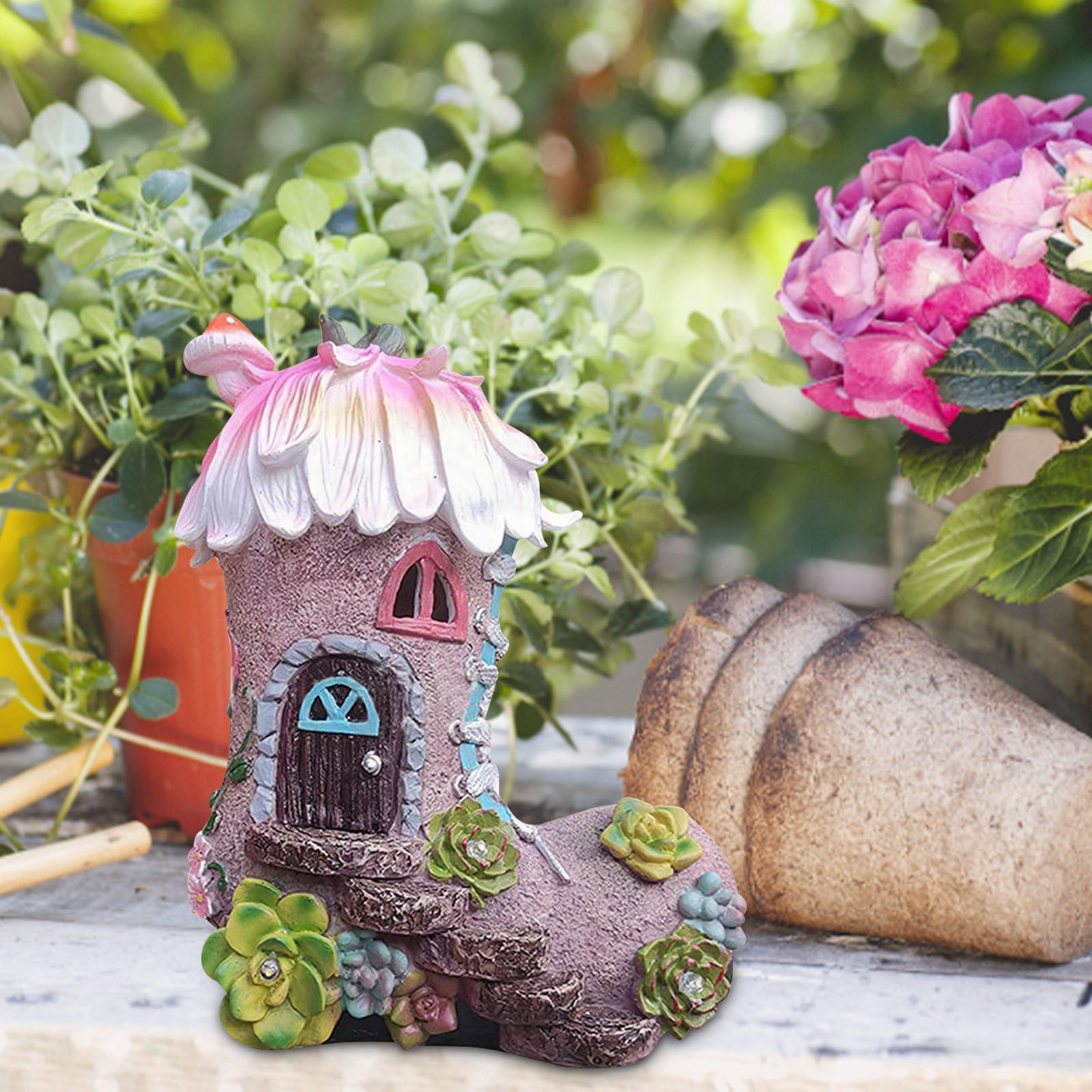 Outdoor Light Garden Resin Fleshy Tree House Villa Garden Decorative Ornaments