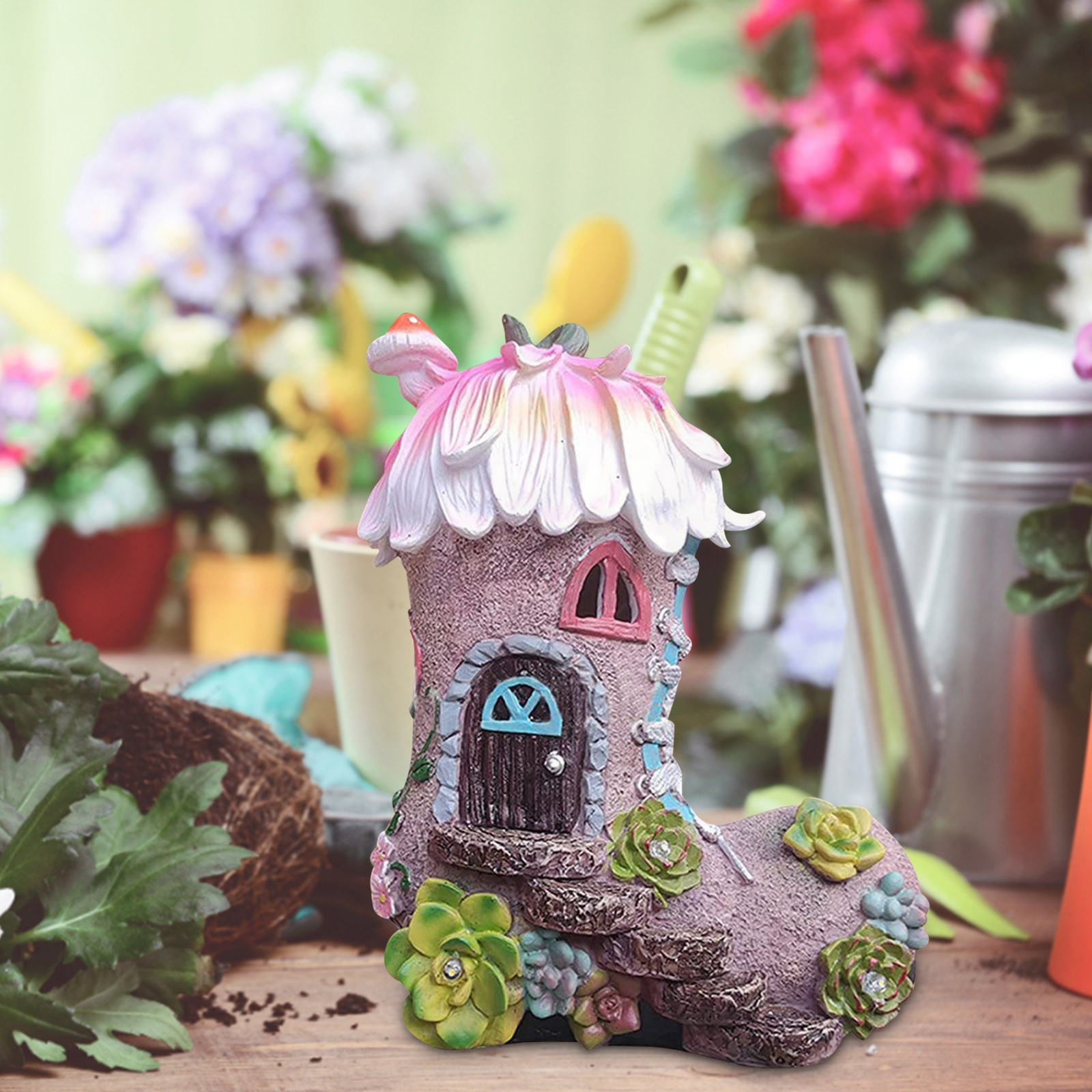 Outdoor Light Garden Resin Fleshy Tree House Villa Garden Decorative Ornaments-EchoDecor