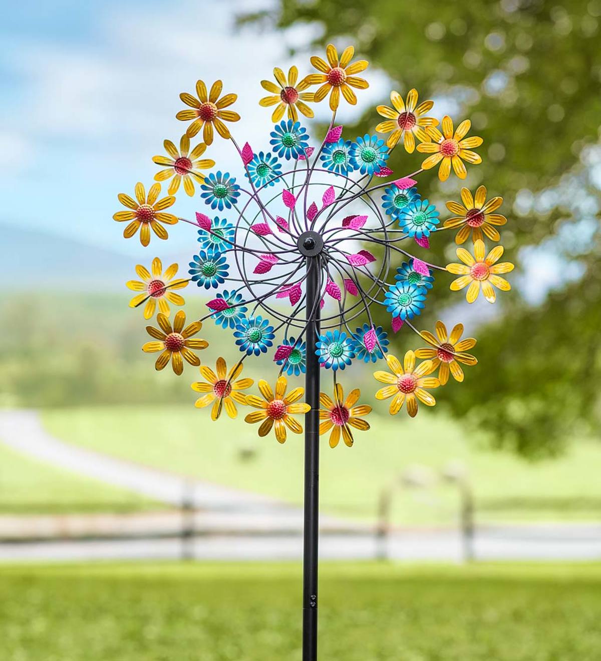 Yellow Daisy Metal Wind Spinner-Etcy Decor