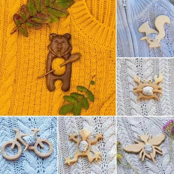 🌸Brooch pin with wooden animal pattern (sweater clip)💘-EchoDecor