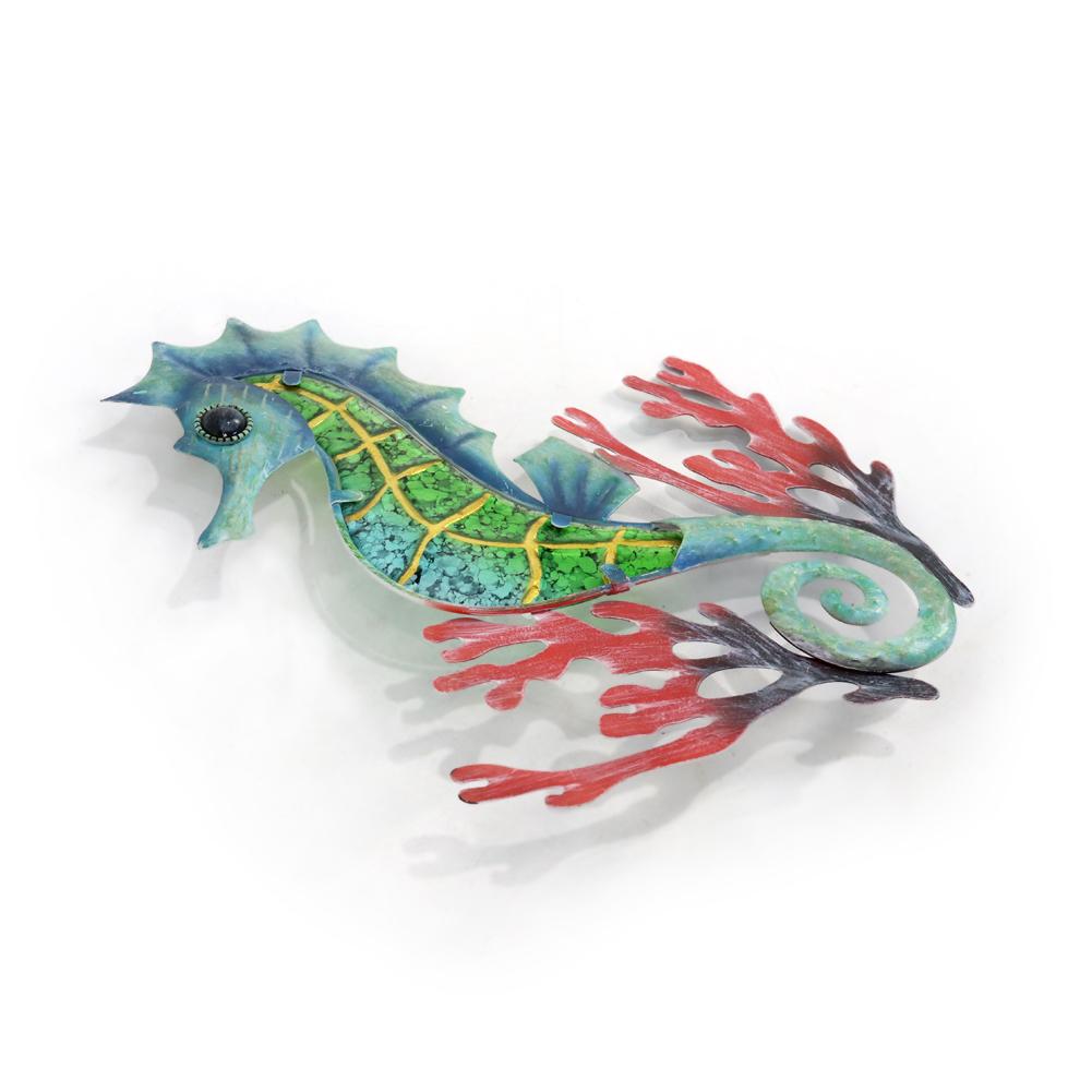 Blue Seahorse With Coral-EchoDecor