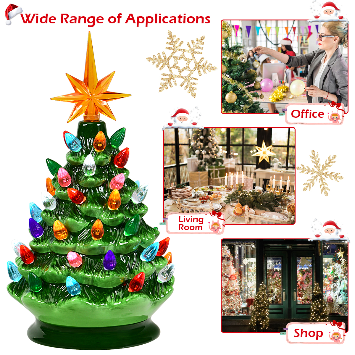 Colored lights Ceramic Christmas Tree-Handcrafted and Hand Painted-EchoDecor