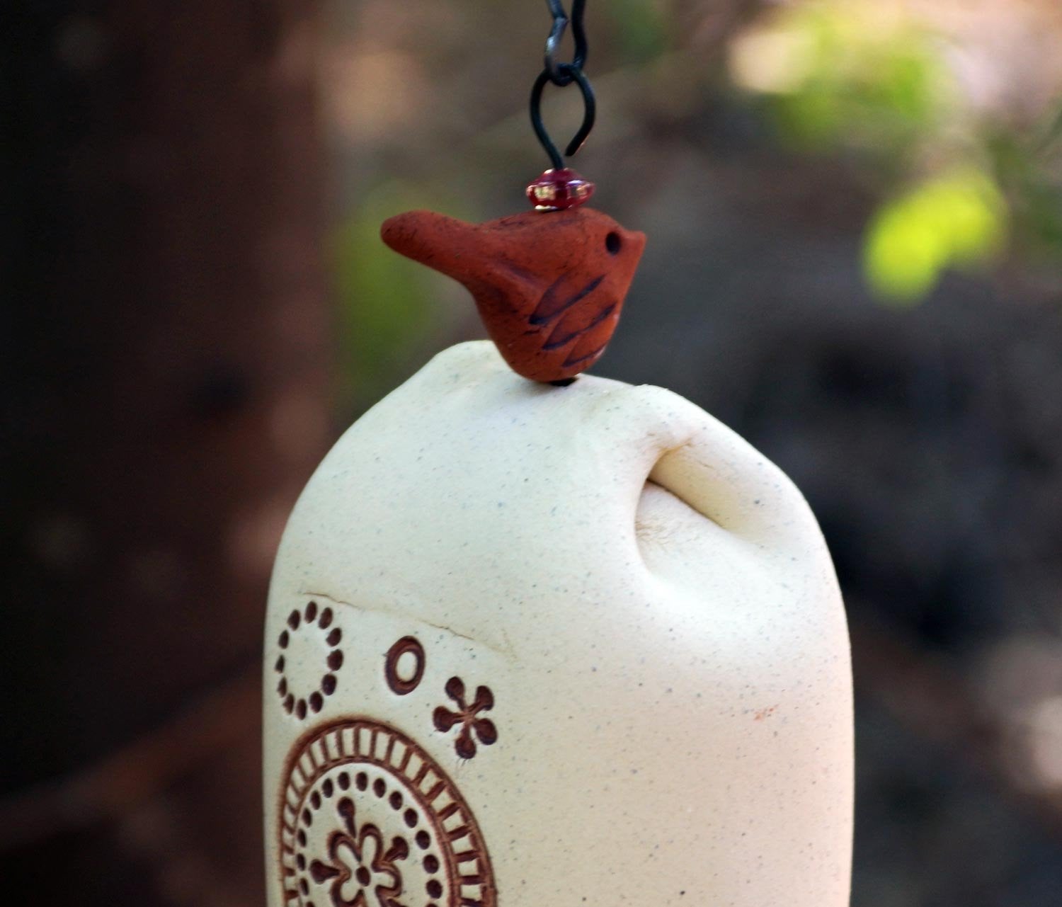 Ceramic Wind Chime with Circle Pattern-EchoDecor