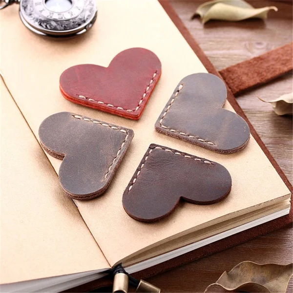 💖Vintage Leather Heart Bookmark Page Corner-EchoDecor