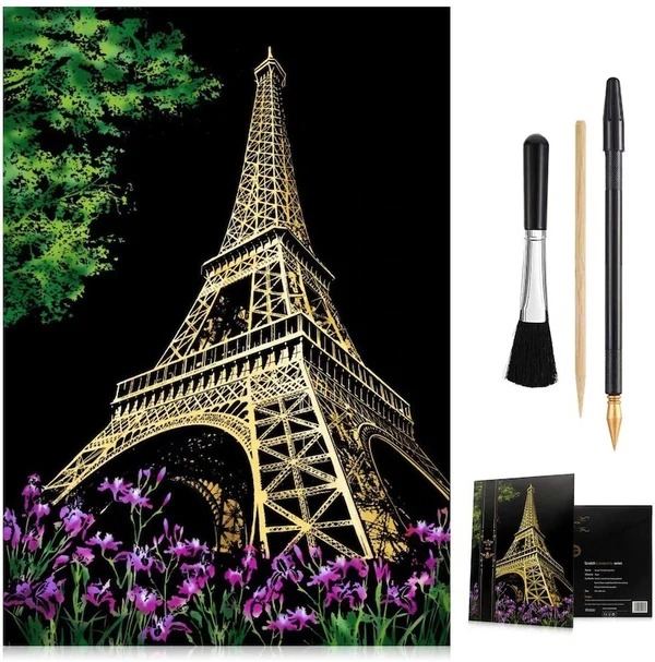 🔥Last Day 50%OFF🔥 Scratch-Off Rainbow Painting - World Famous Tourist Attractions 16 X 11.2 Inches-EchoDecor