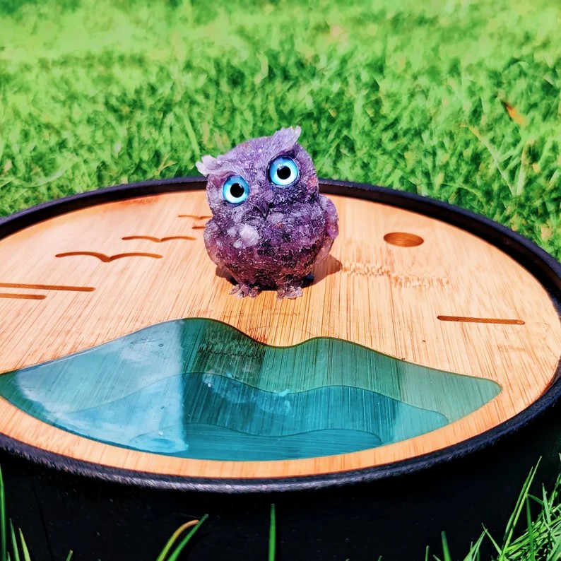 NATURAL CRYSTAL GEMSTONE OWL-EchoDecor