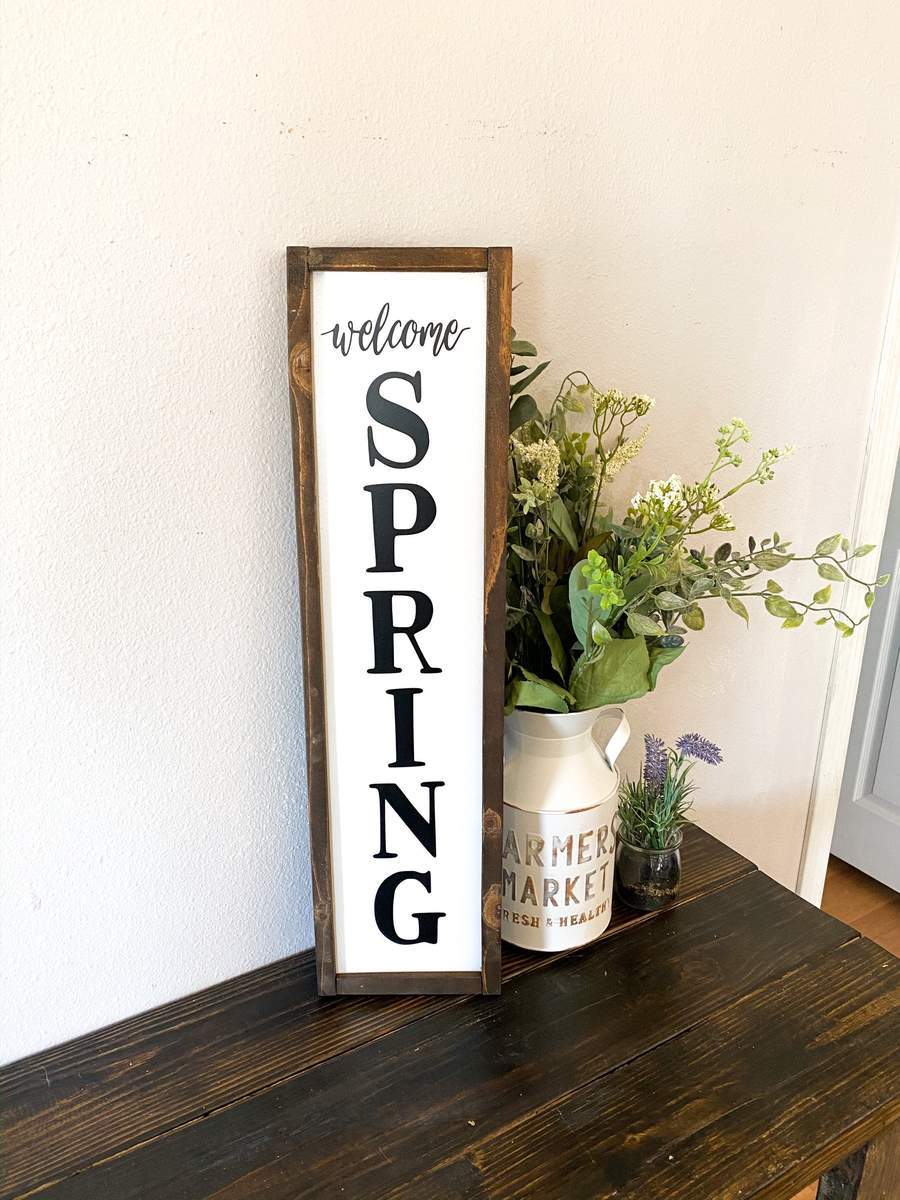 Welcome spring home decor framed sign-EchoDecor