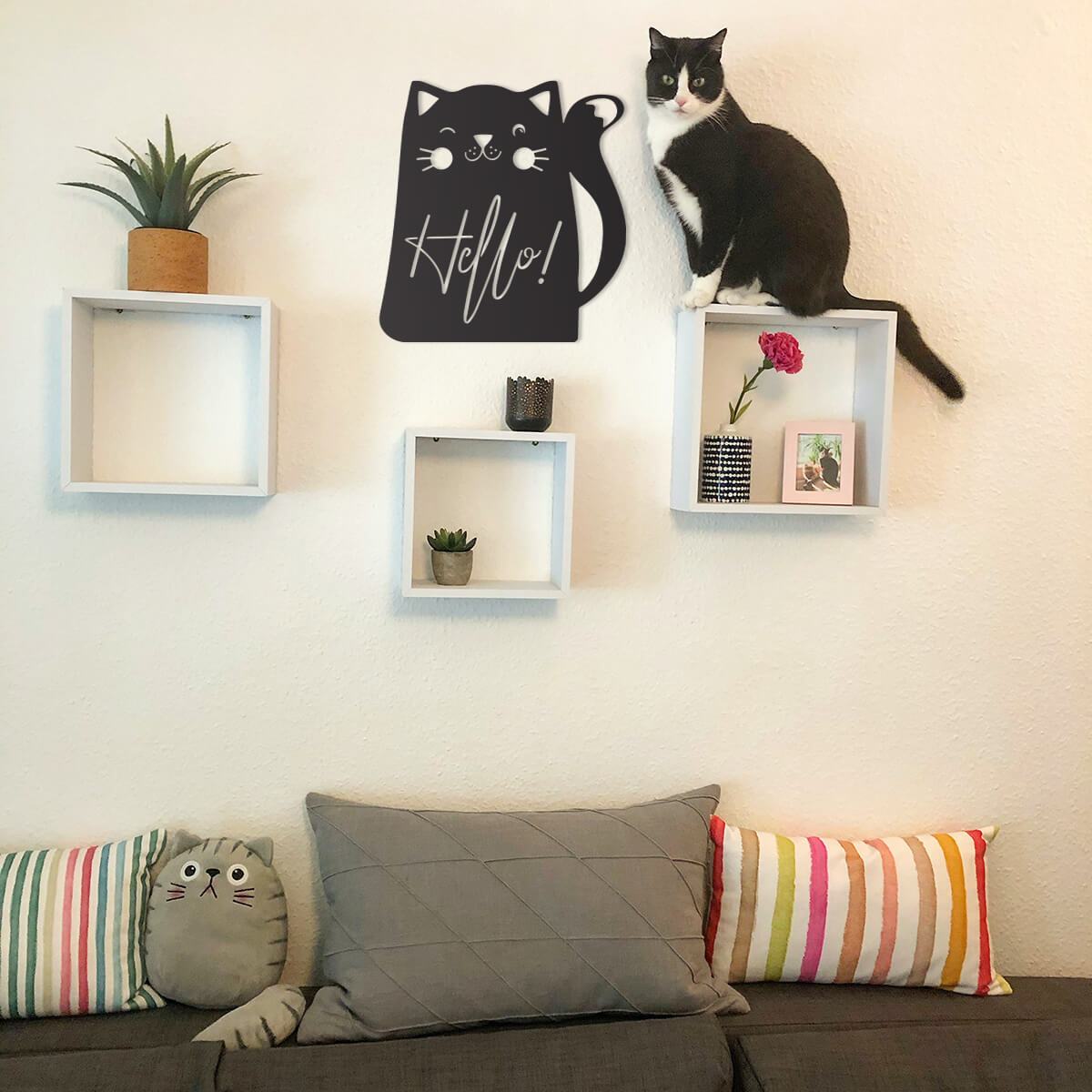 Hello Cat Wall Art-EchoDecor