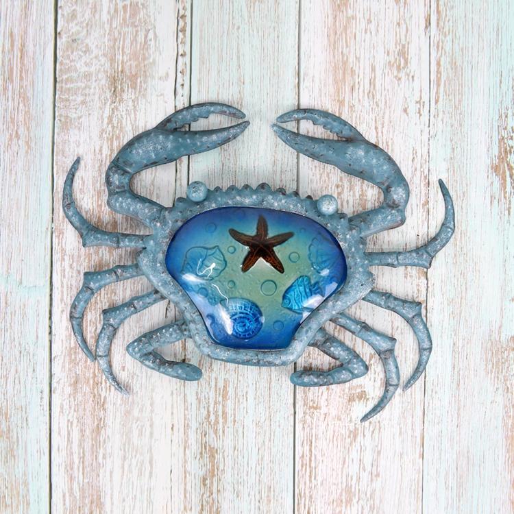 Metal With Glass Crab-EchoDecor
