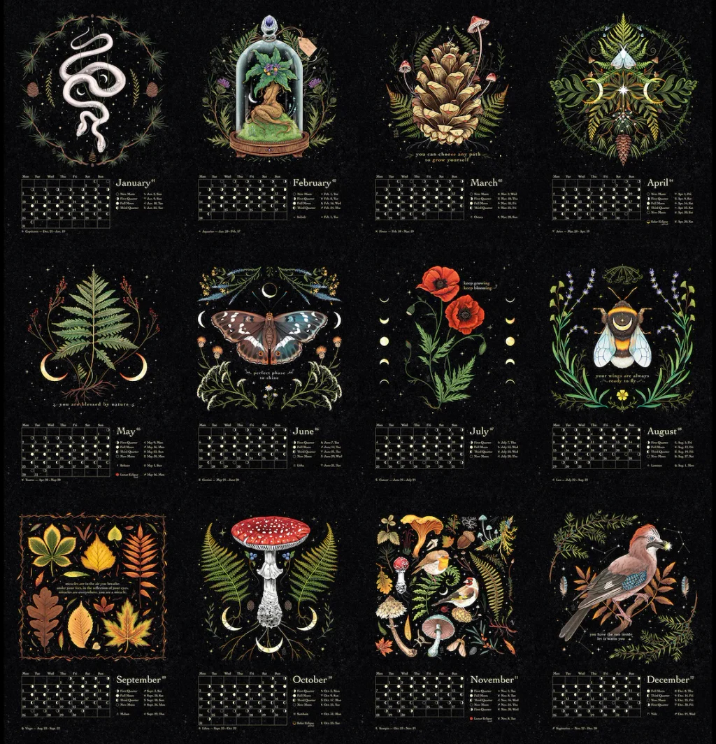 🦋 2023 Dark Forest Lunar Calendar 🦌 Mysterious Animals Calendar-EchoDecor