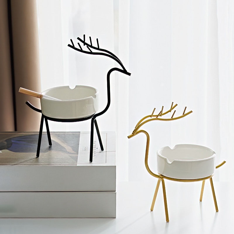 Modern Deer Ceramic Ashtray-EchoDecor