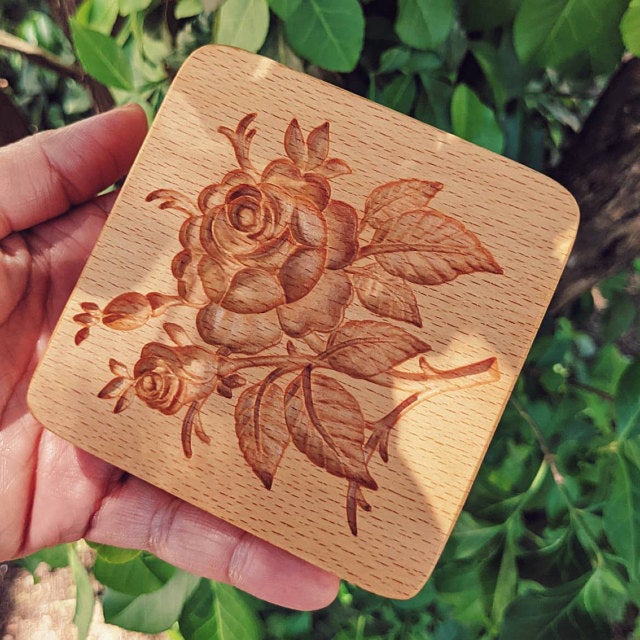 Provance rose cookie stamp-Pine cone cookie stamp-Cookie cutter rose - Wooden gingerbread or shortbread cookie mold-EchoDecor