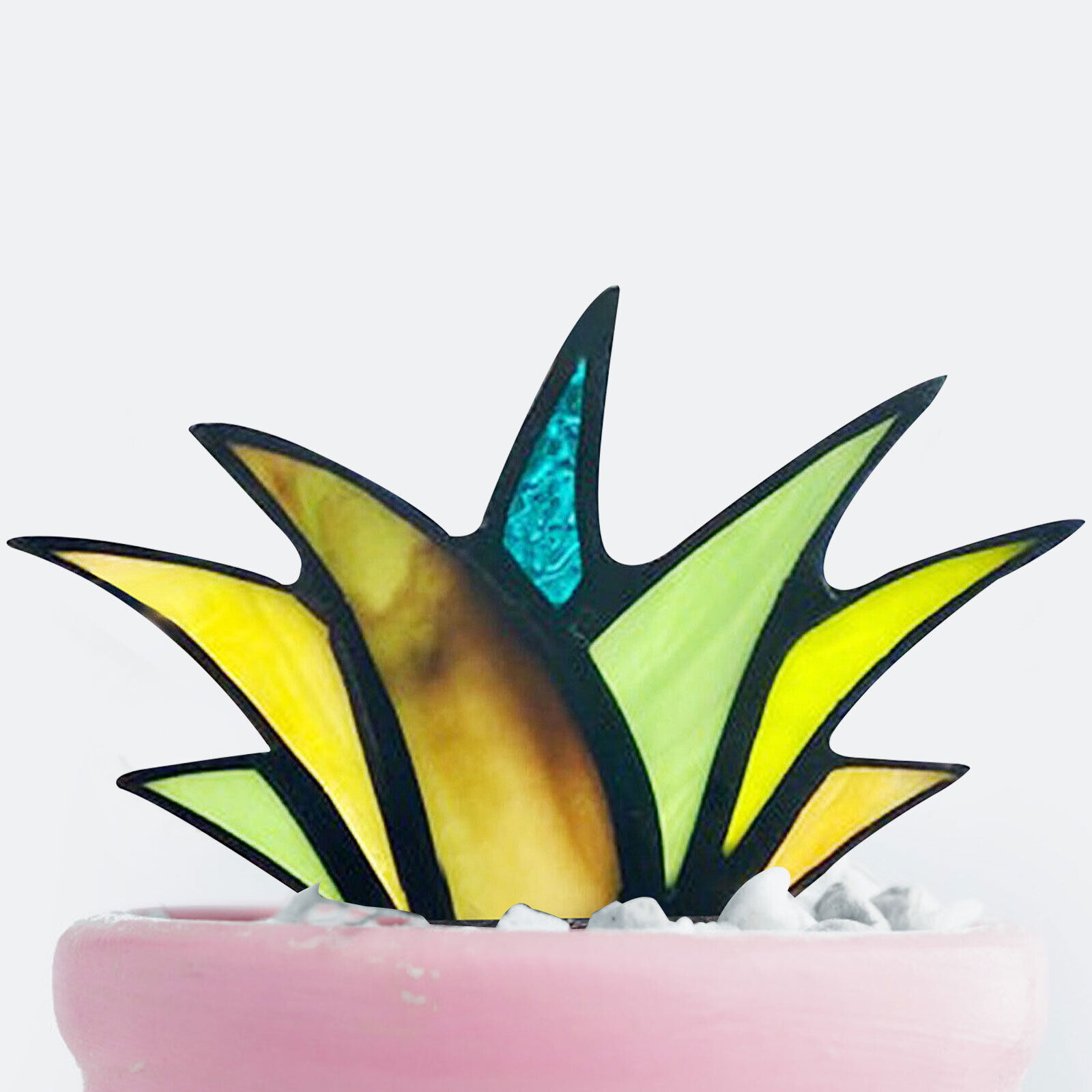 🪴Creative Mini Acrylic Aloe Potted Plant Stained Glass Colorful Artificial Fake Agave Home Garden Decoration Ornament-EchoDecor