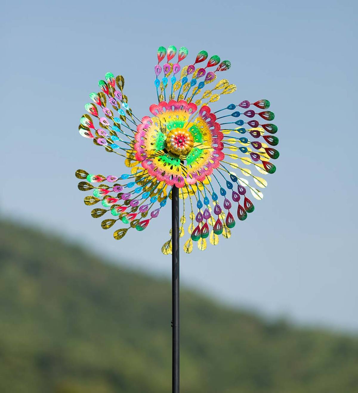 Rainbow Feathers Wind Spinner-Etcy Decor