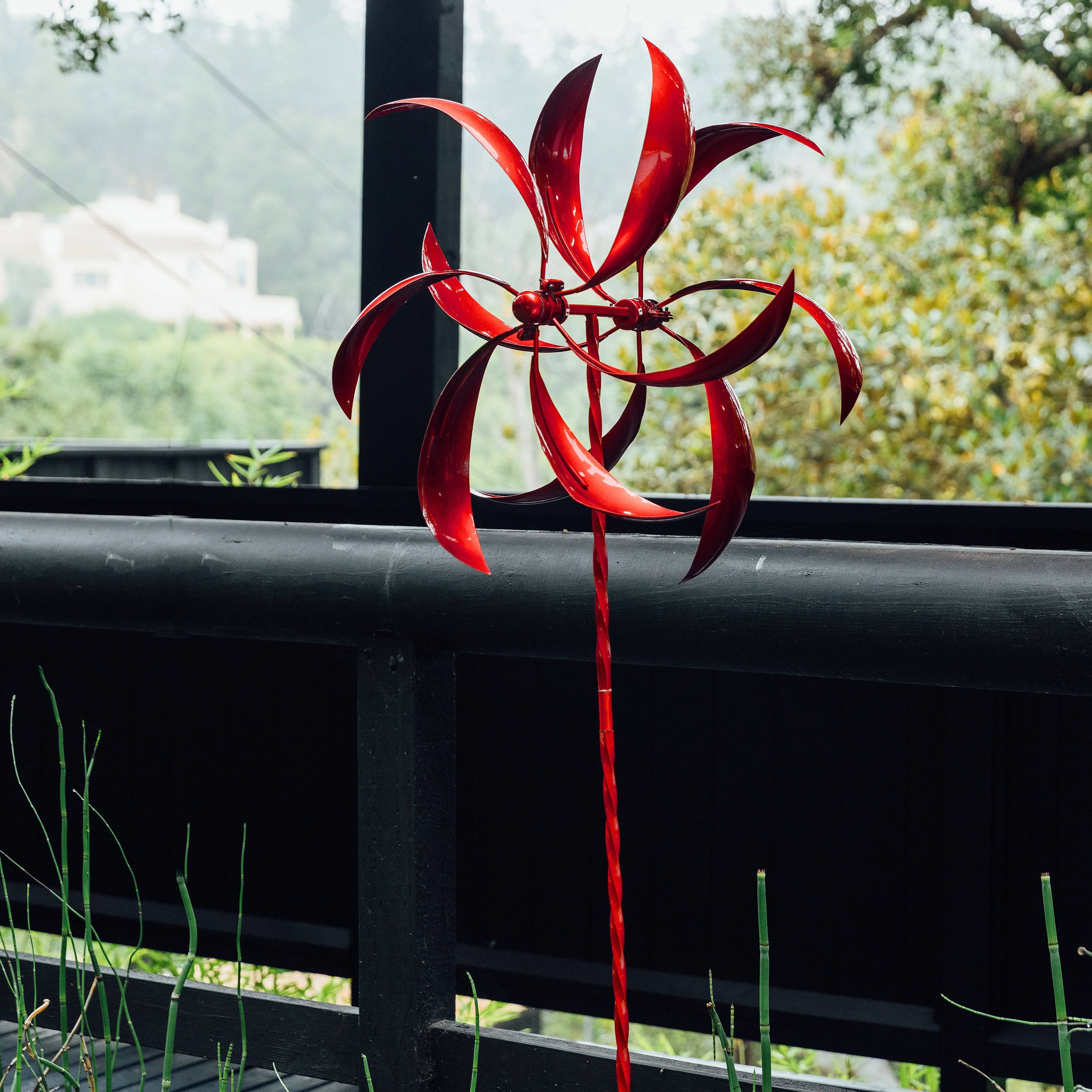 Red Feather Wind Spinner, 15"-EchoDecor