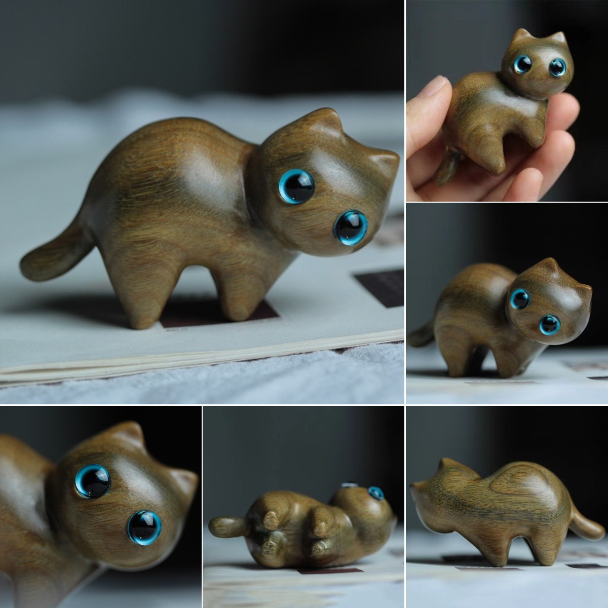 😸Handmade Wood Carved Cats-50% Off-EchoDecor