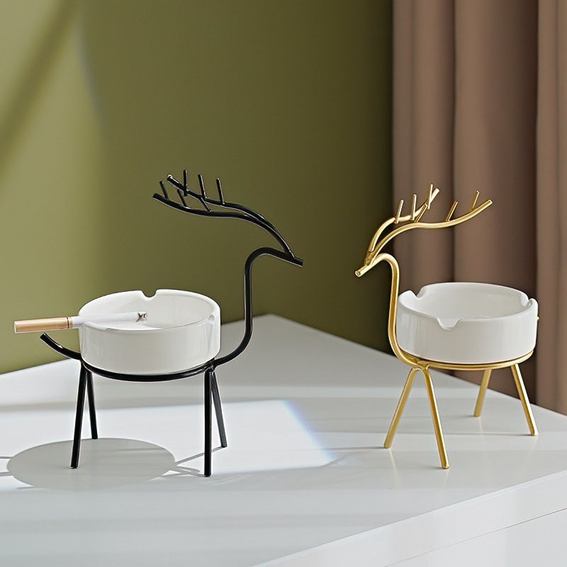 Modern Deer Ceramic Ashtray-EchoDecor