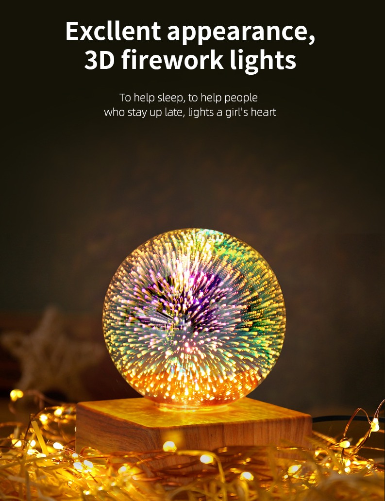 工厂发光二极管大气夜灯u盘浪漫烟花投射灯爱3D魔术星空夜灯房间装饰灯礼品