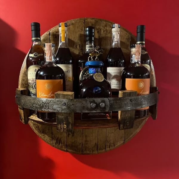 Bourbon whiskey barrel shelf-EchoDecor