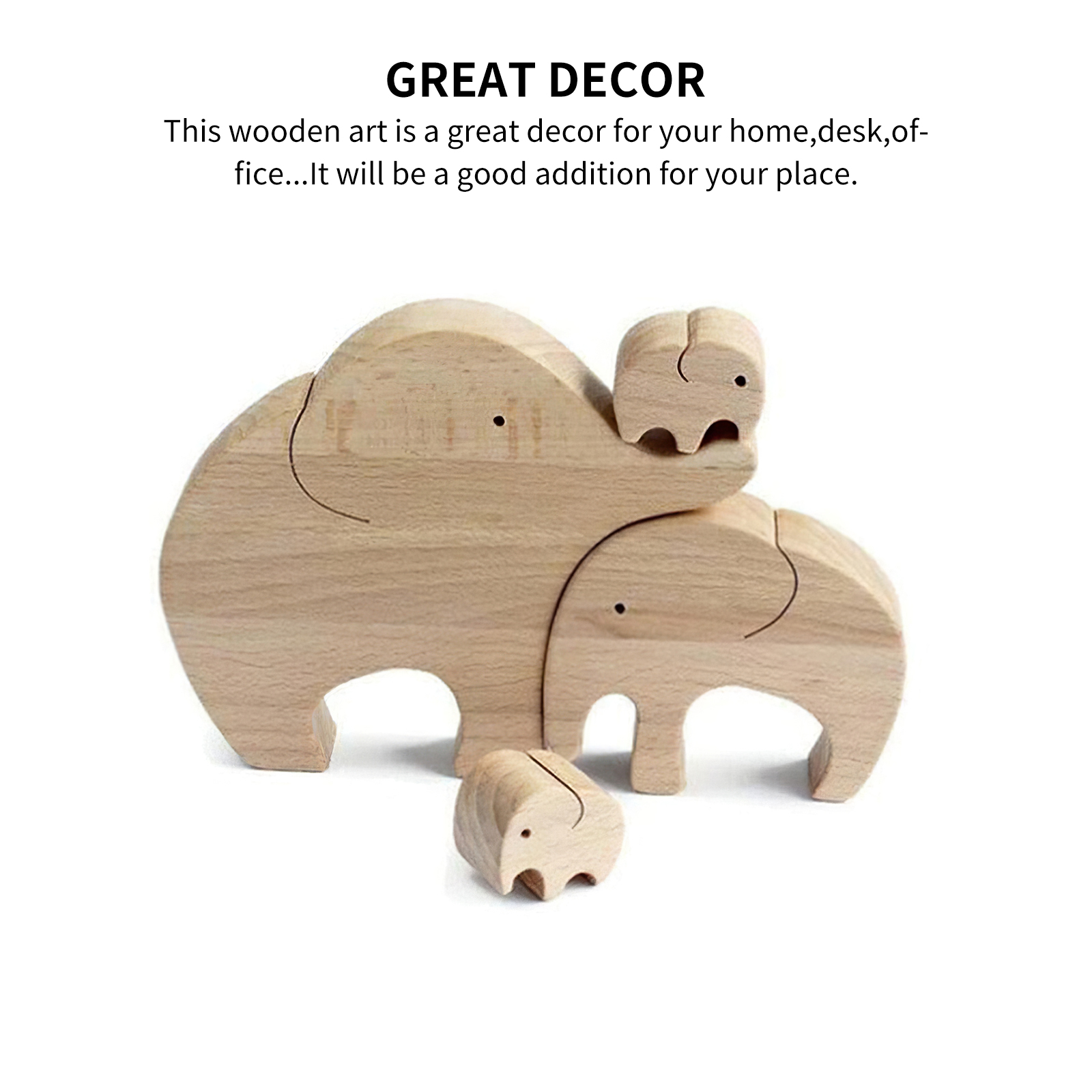 Elephant Family Wooden Decor Craft-EchoDecor