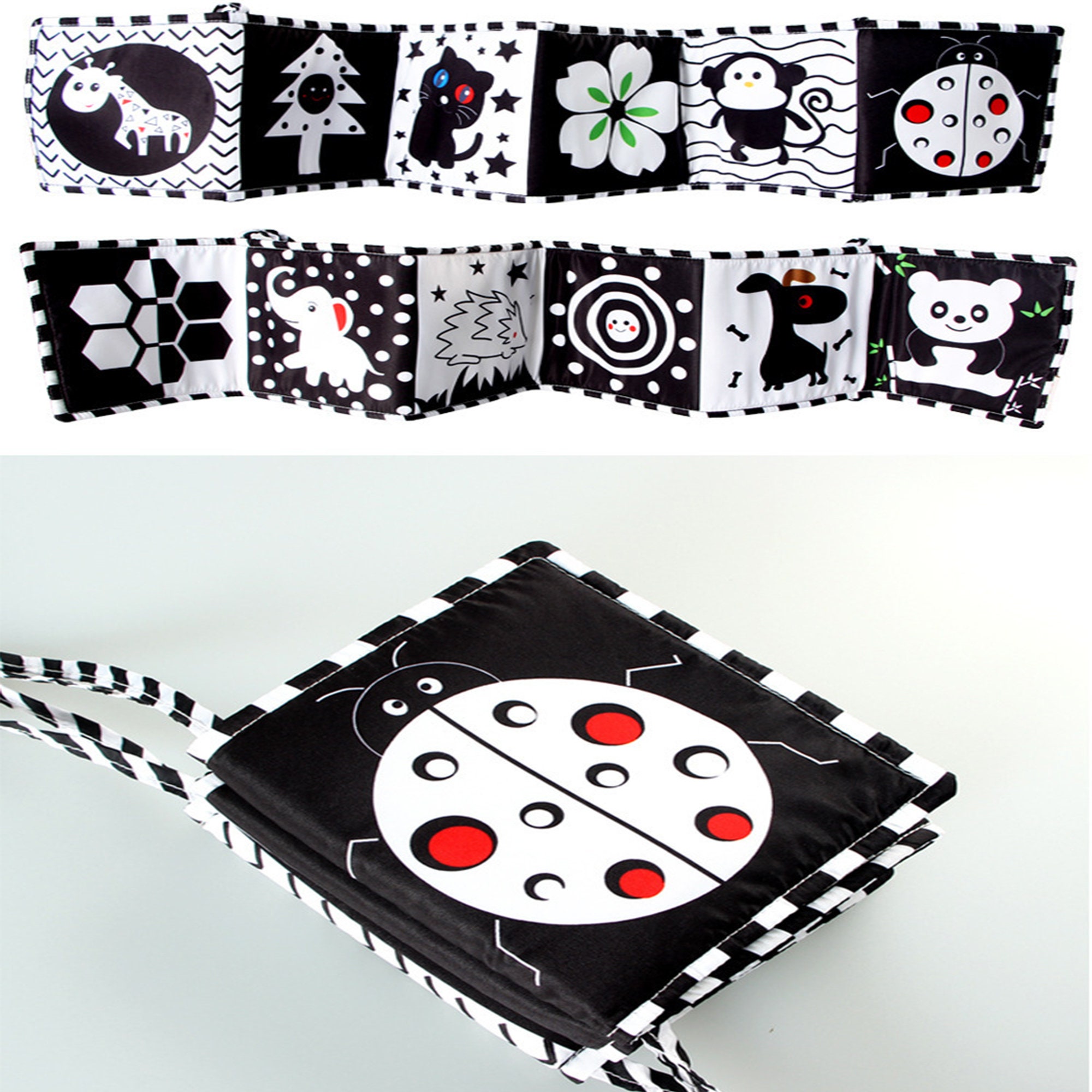 👶Sweet Cloth Book for Baby Early Education📕（ Black and White）-EchoDecor