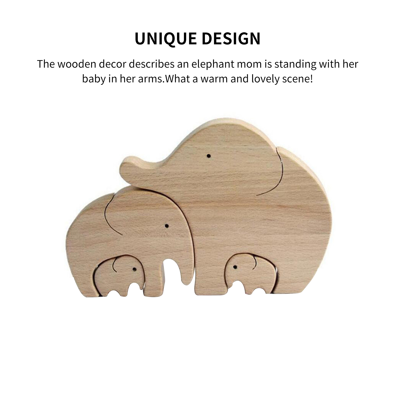 Elephant Family Wooden Decor Craft-EchoDecor