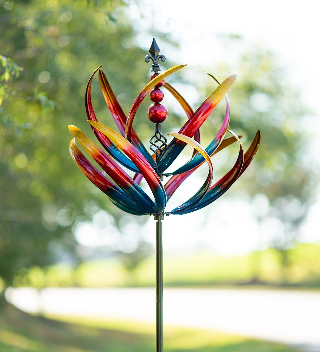 Multicolor Lotus Metal Wind Spinner - Multicolor-EchoDecor