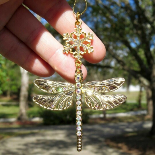 🧚Snowflake Dragonfly Glittering Ornament--Mirror Car Charm