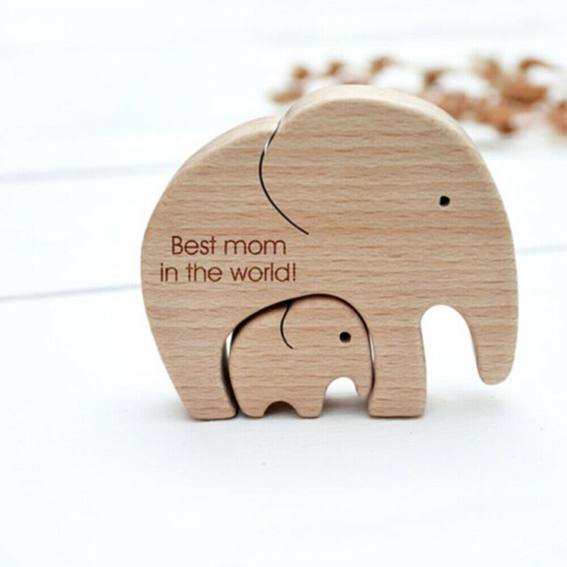 Elephant Family Wooden Decor Craft-EchoDecor