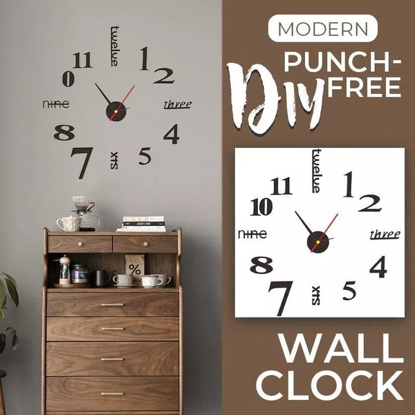 🔥Summer Hot Sale - 🔥MODERN DIY PUNCH-FREE WALL CLOCK-Etcy Decor