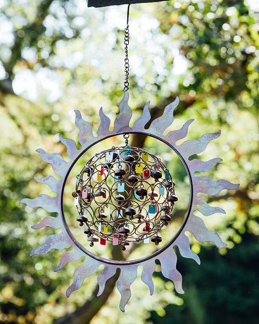 Sun with Ball and Dangles Wind Chime-EchoDecor