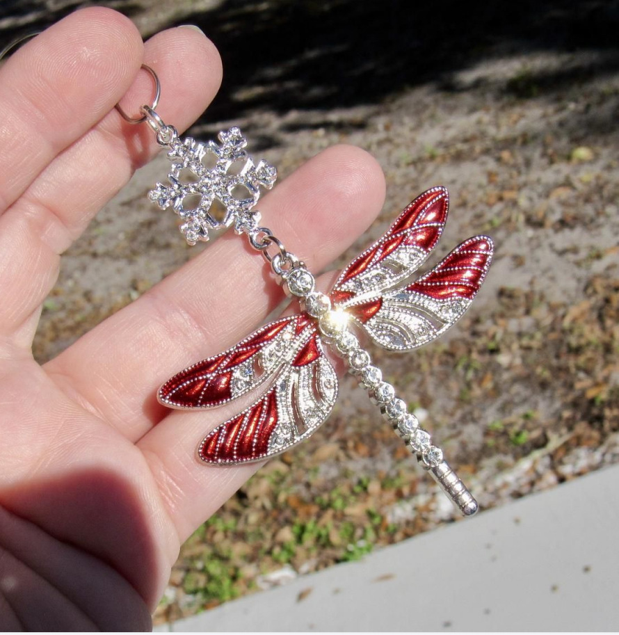 🧚Snowflake Dragonfly Glittering Ornament--Mirror Car Charm-EchoDecor