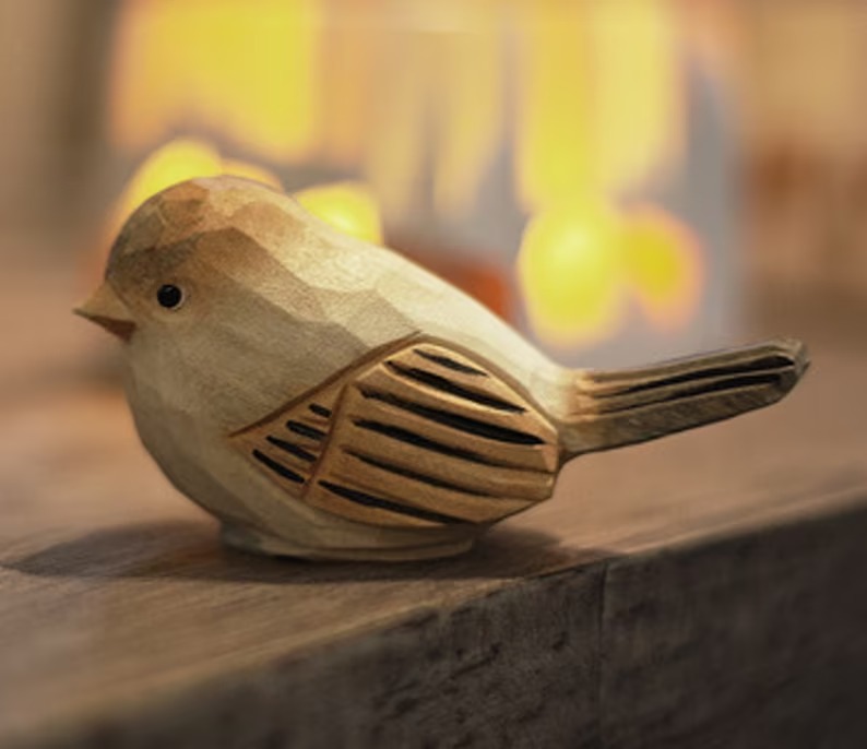 🐦 Wooden Hand Carved Painted Bird Ornaments-EchoDecor