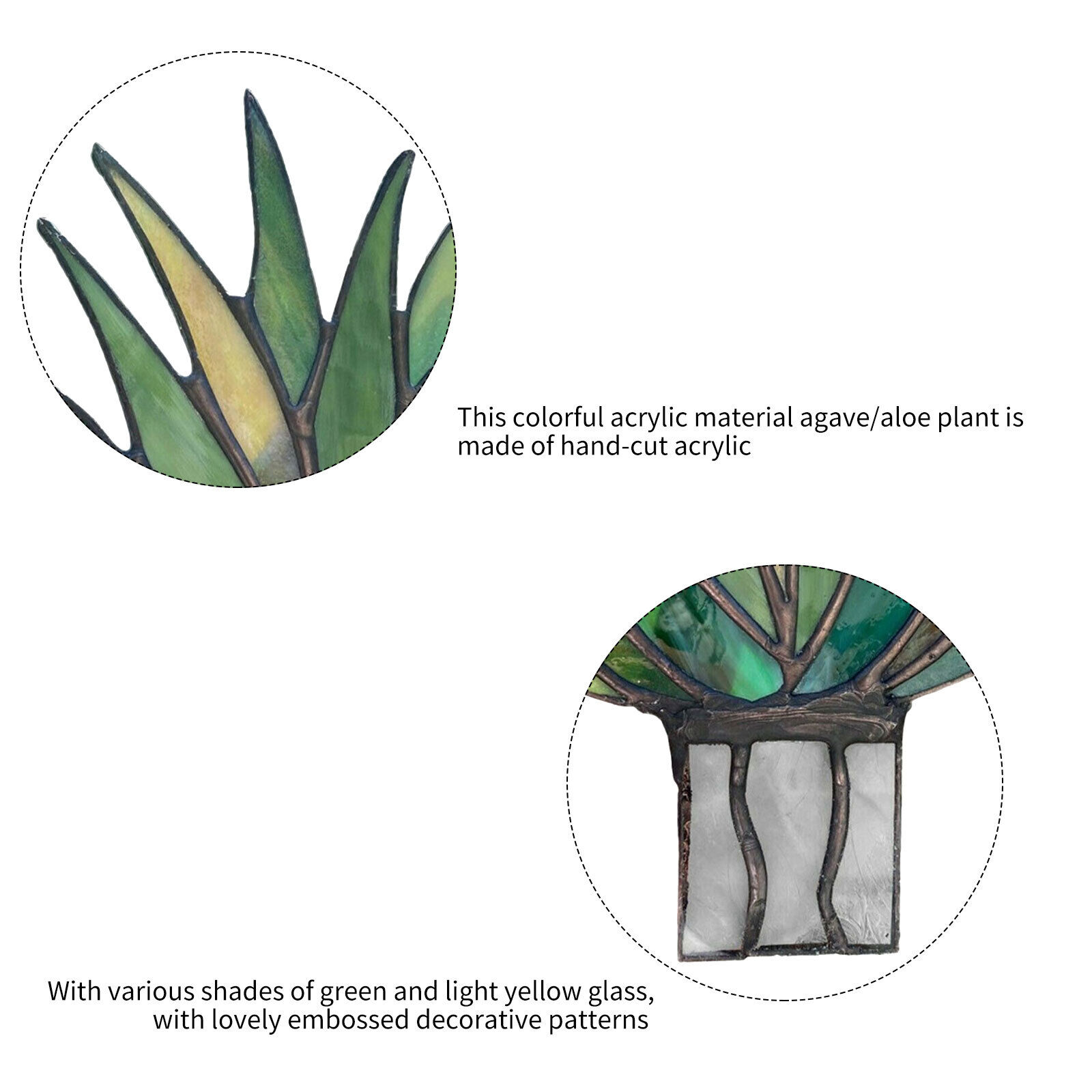 🪴Creative Mini Acrylic Aloe Potted Plant Stained Glass Colorful Artificial Fake Agave Home Garden Decoration Ornament-EchoDecor