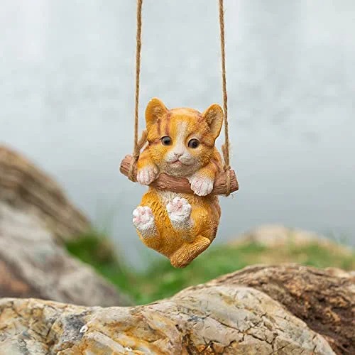 🔥Hot Sale 50 OFF😻Cute Outdoor Swing Small Cat Garden Sculpture-EchoDecor