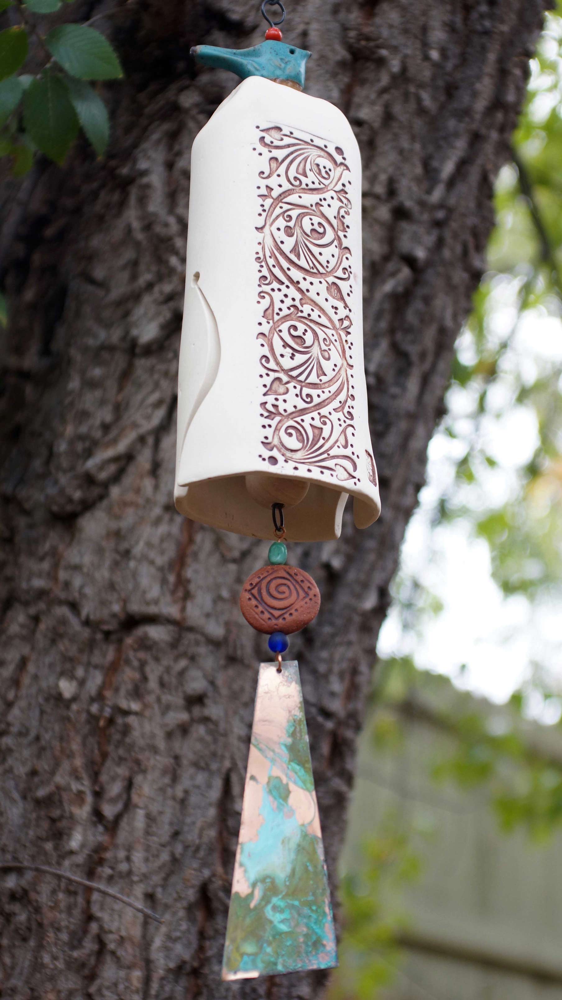 Ceramic Wind Chimes Rustic Garden Decor-EchoDecor