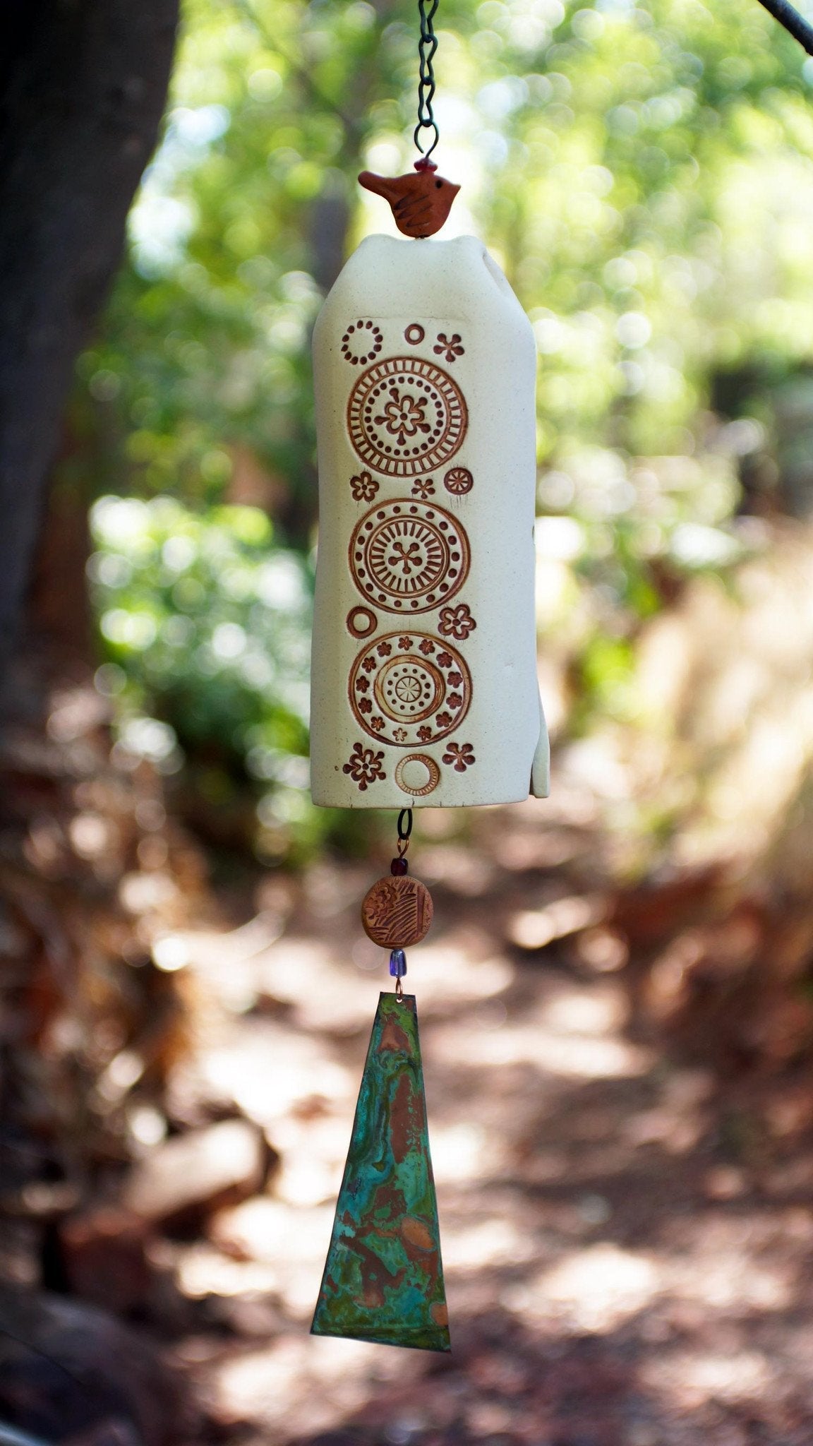 Ceramic Wind Chime with Circle Pattern-EchoDecor