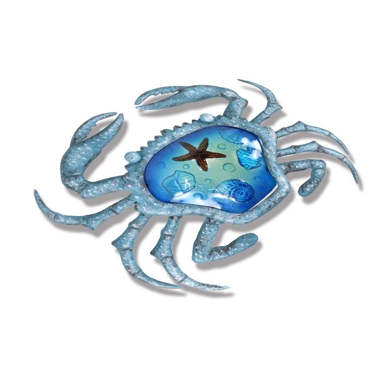 Metal With Glass Crab-EchoDecor