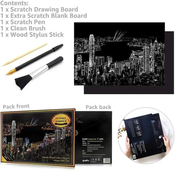 🔥Last Day 50%OFF🔥 Scratch-Off Rainbow Painting - World Famous Tourist Attractions 16 X 11.2 Inches-EchoDecor