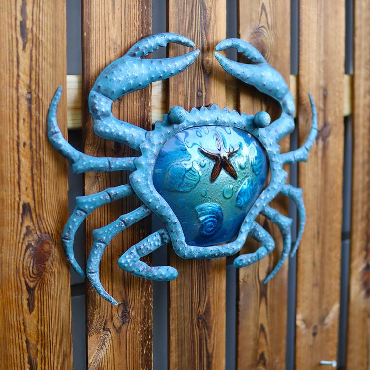 Metal With Glass Crab-EchoDecor