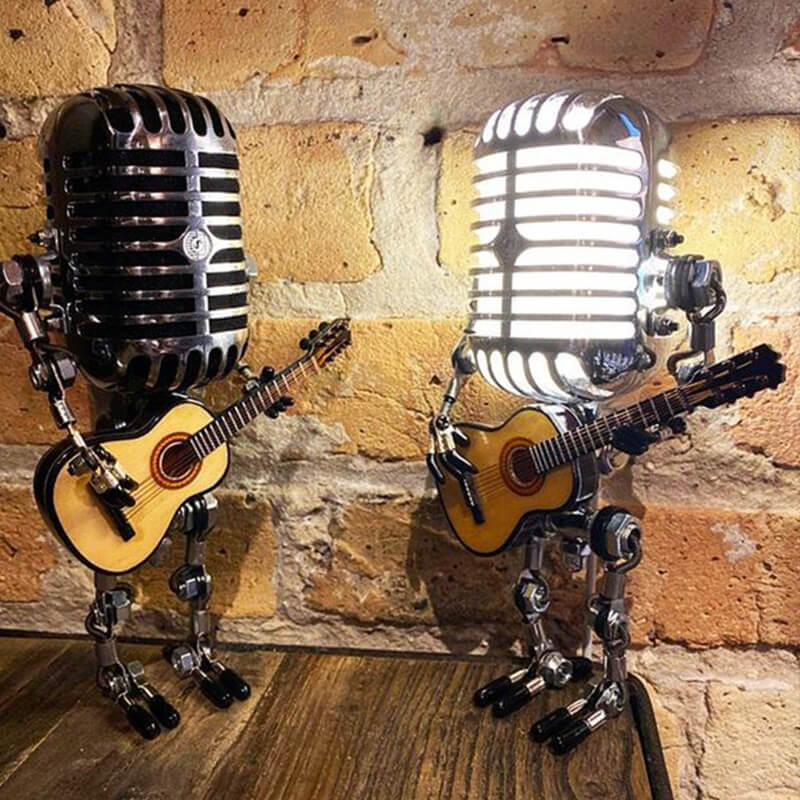 Vintage Metal Microphone Robot Desk Lamp🎸-EchoDecor
