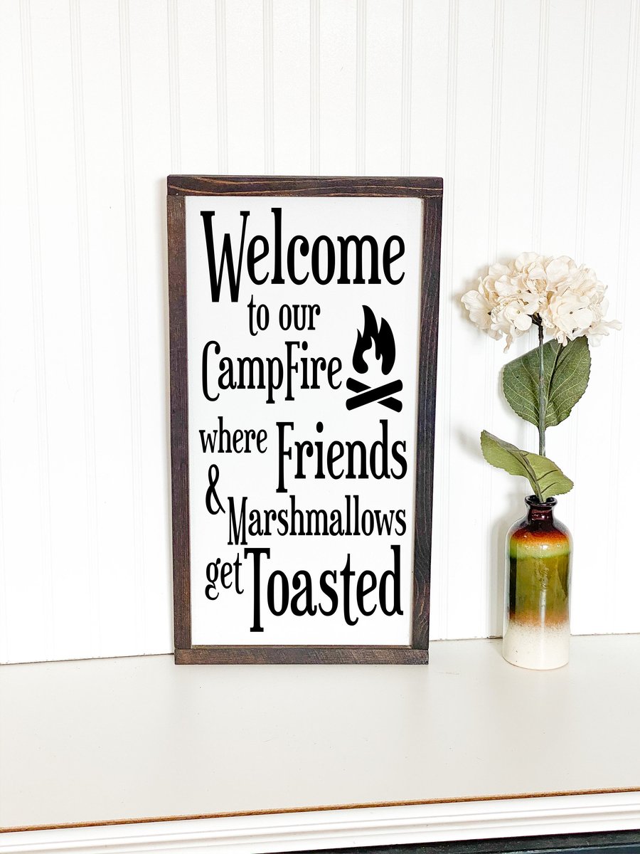 Welcome to our campfire framed sign-EchoDecor