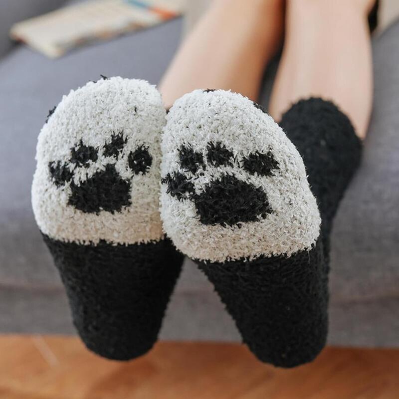 Winter Fluffy Cat Paw Socks Thick Warm Floor Socks🐾-EchoDecor