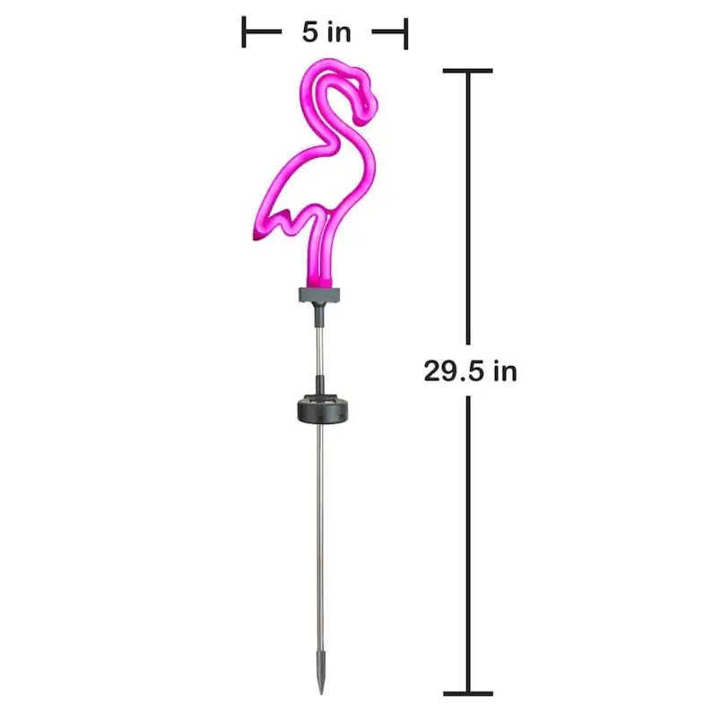 Solar LED Neon Pink Flamingo Friendly Garden Stake Light Sign-EchoDecor
