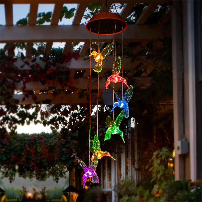 Solar-Powered Dangling Hummingbird Lights-EchoDecor